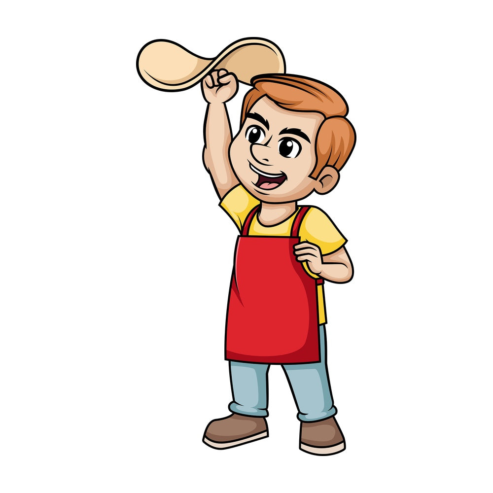 Man tossing pizza dough. PNG - JPG and vector EPS (infinitely scalable). Image isolated on transparent background.