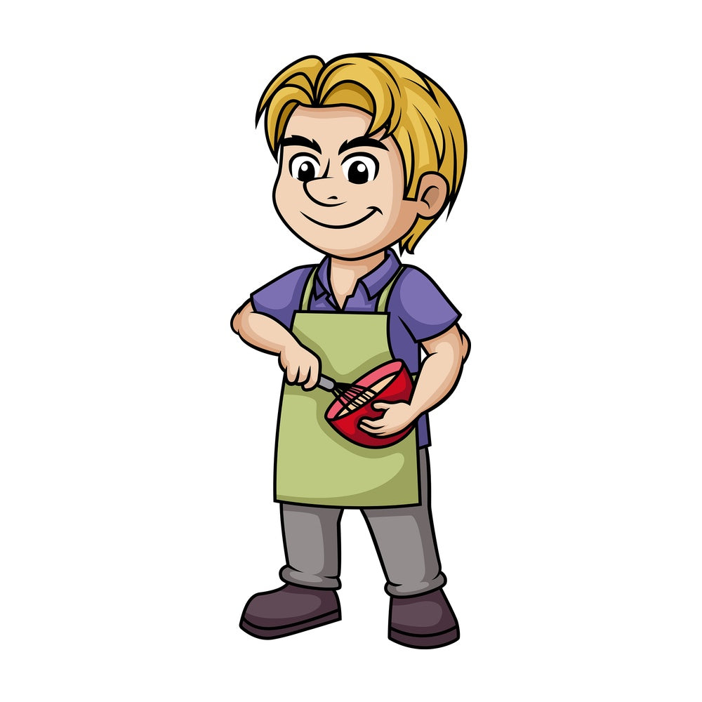 Man whisking batter. PNG - JPG and vector EPS (infinitely scalable). Image isolated on transparent background.