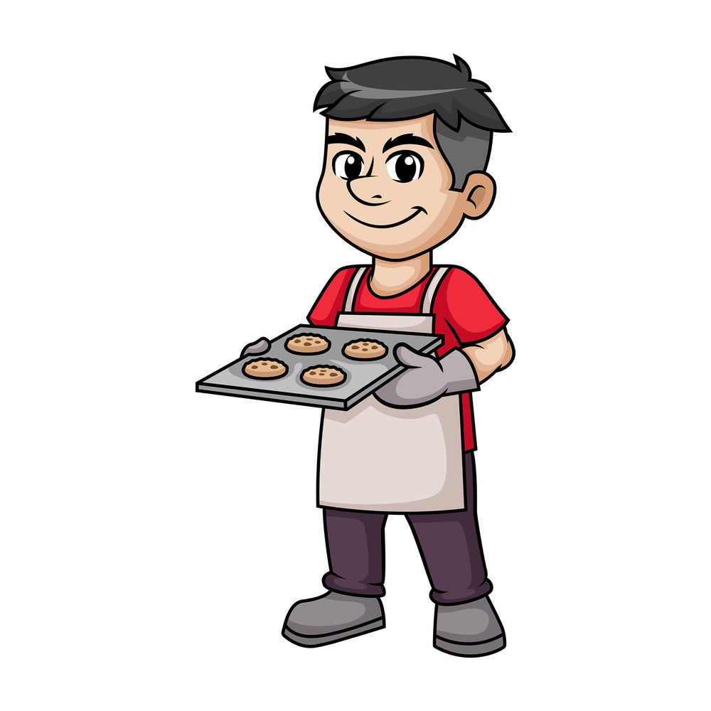 Man baking cookies. PNG - JPG and vector EPS (infinitely scalable). Image isolated on transparent background.