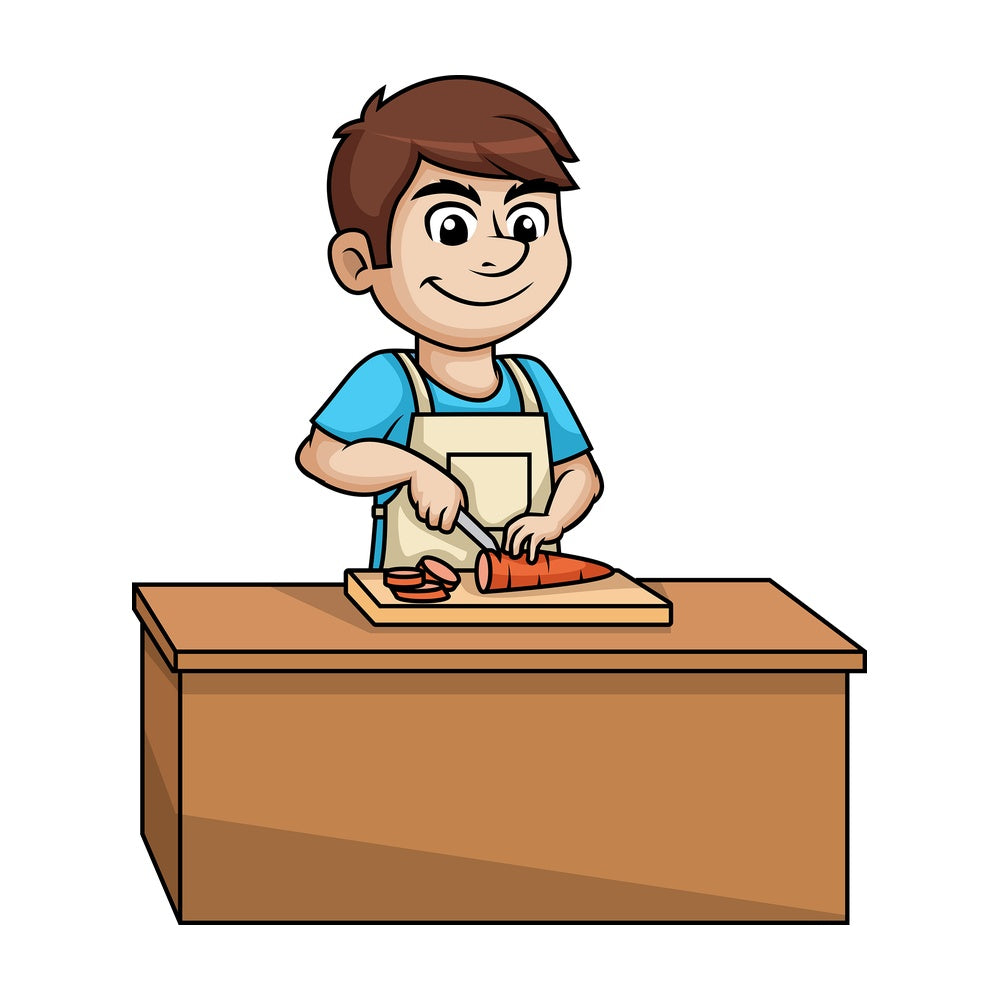 Man chopping carrot. PNG - JPG and vector EPS (infinitely scalable).
