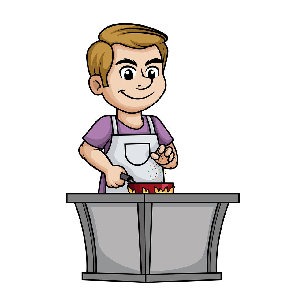 Man seasoning food. PNG - JPG and vector EPS (infinitely scalable).
