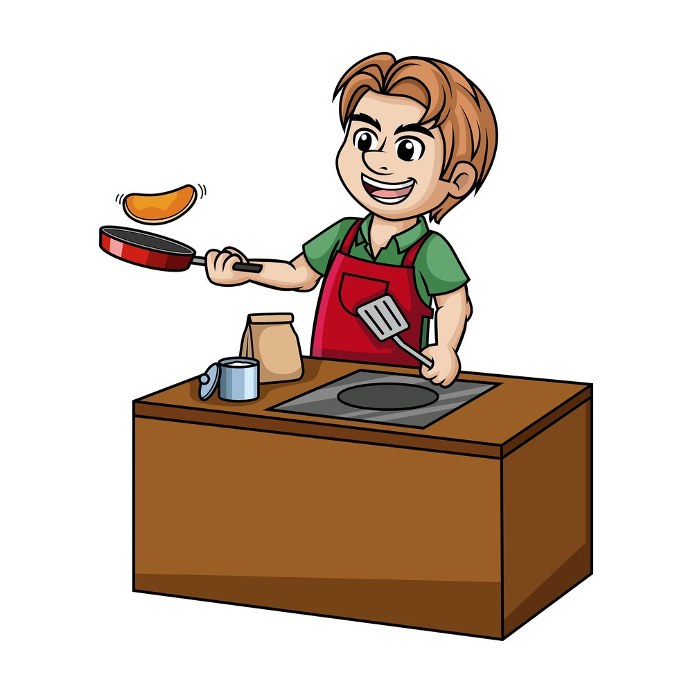 Man making pancakes. PNG - JPG and vector EPS (infinitely scalable).