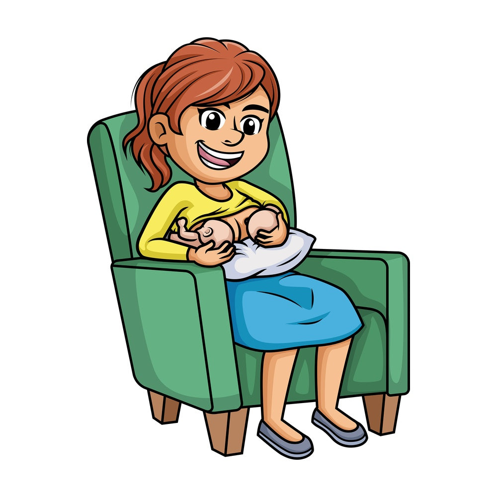 Mom breastfeeding twins. PNG - JPG and vector EPS (infinitely scalable). Image isolated on transparent background.