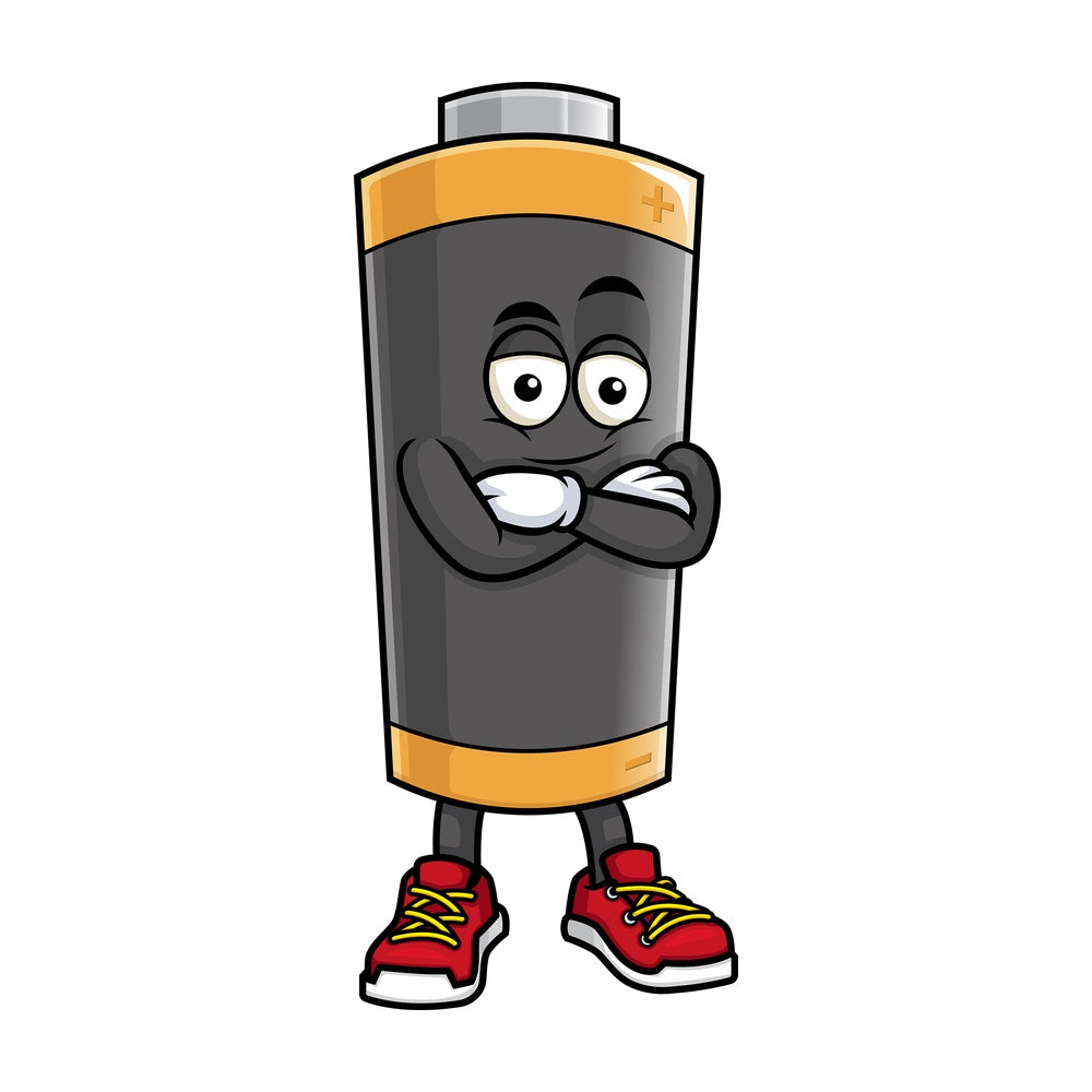 Confident battery. PNG - JPG and vector EPS (infinitely scalable).