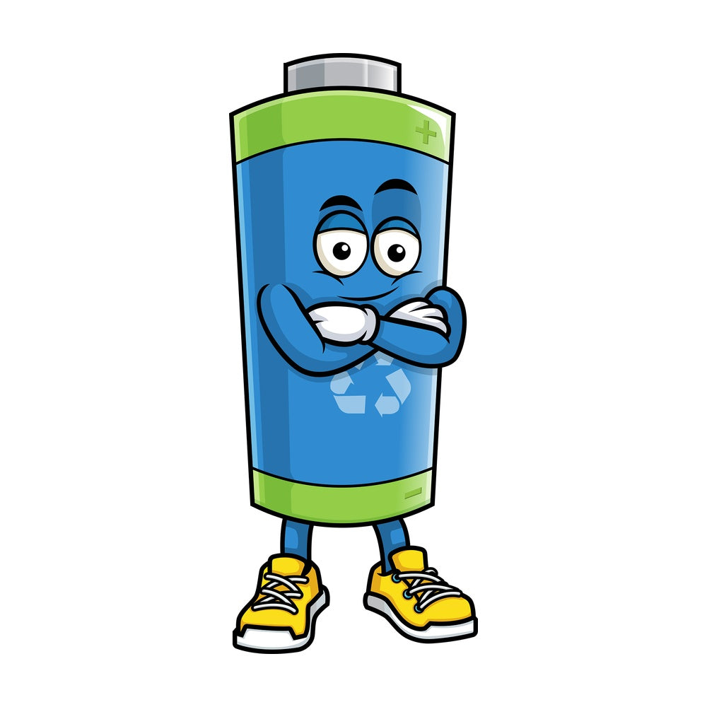 Confident eco-friendly battery. PNG - JPG and vector EPS (infinitely scalable).