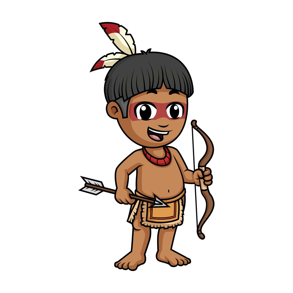 Native american indian little boy. PNG - JPG and vector EPS (infinitely scalable).