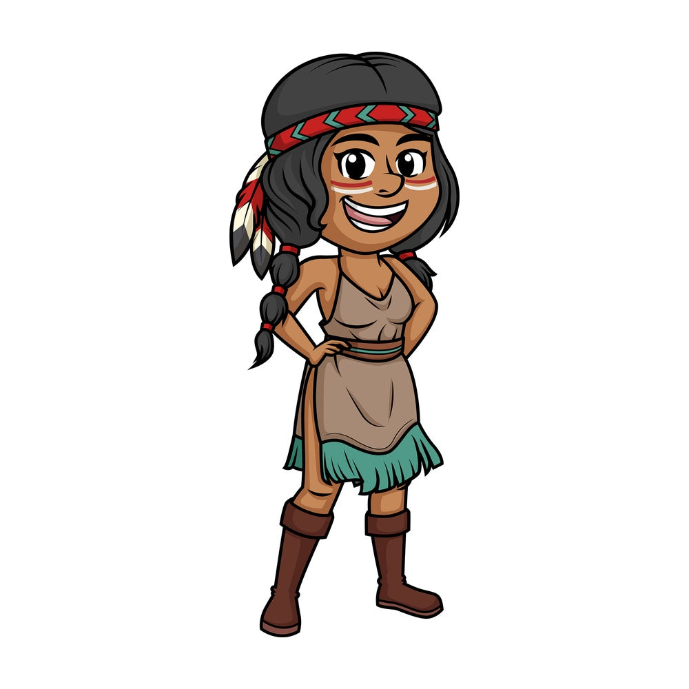 Native american indian woman. PNG - JPG and vector EPS (infinitely scalable).