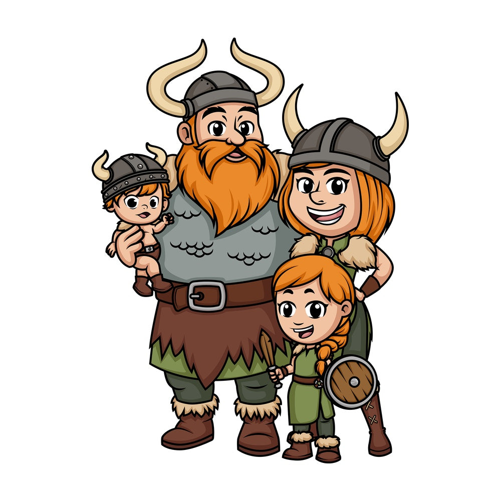 Viking family. PNG - JPG and vector EPS (infinitely scalable). Image isolated on transparent background.