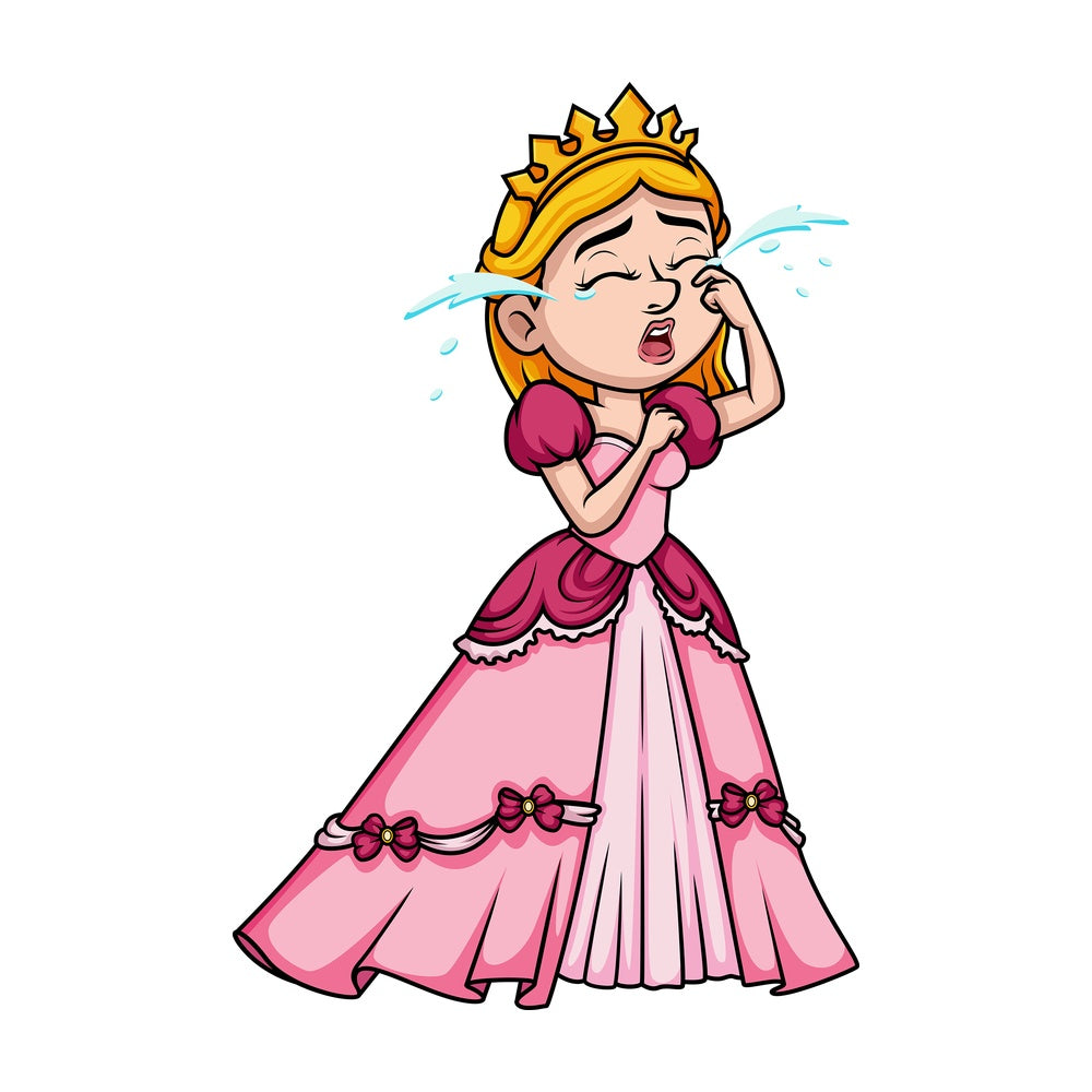 Crying princess. PNG - JPG and vector EPS (infinitely scalable). Image isolated on transparent background.