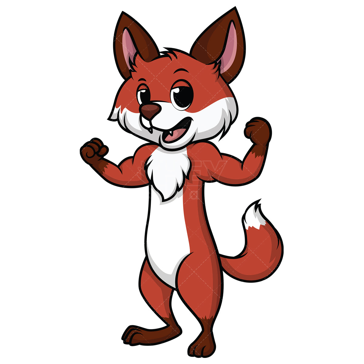 Royalty-free stock vector illustration of a fox flexing its muscles.