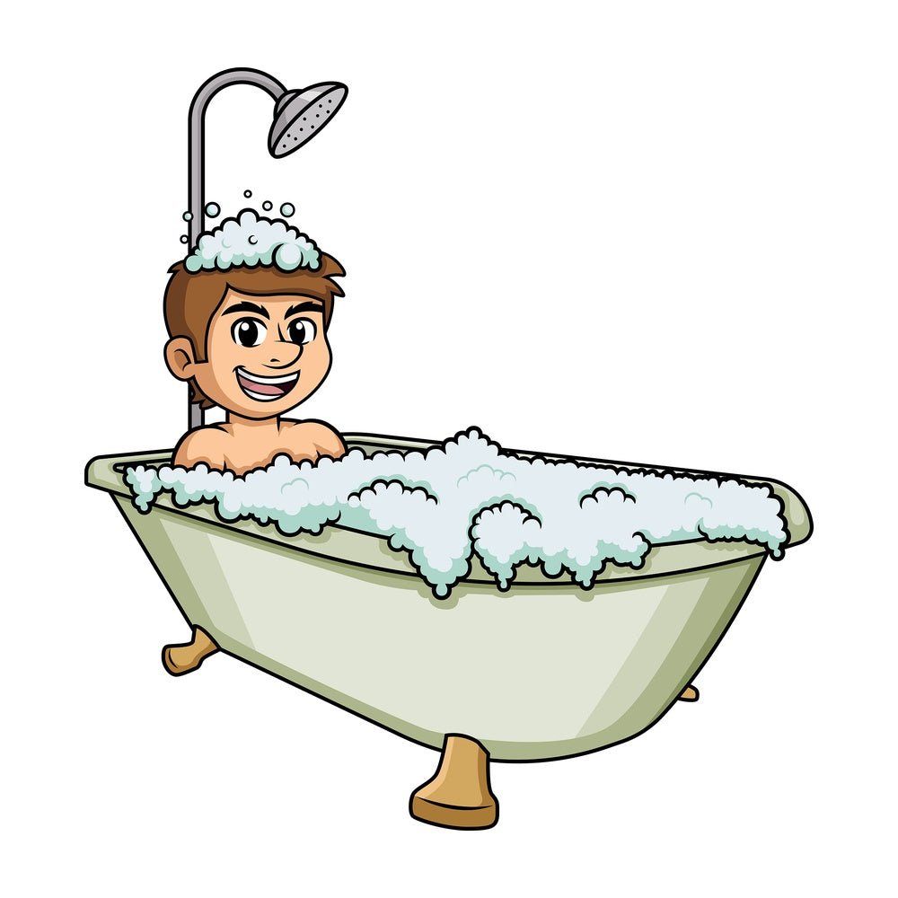 Caucasian man in bathtub. PNG - JPG and vector EPS (infinitely scalable).