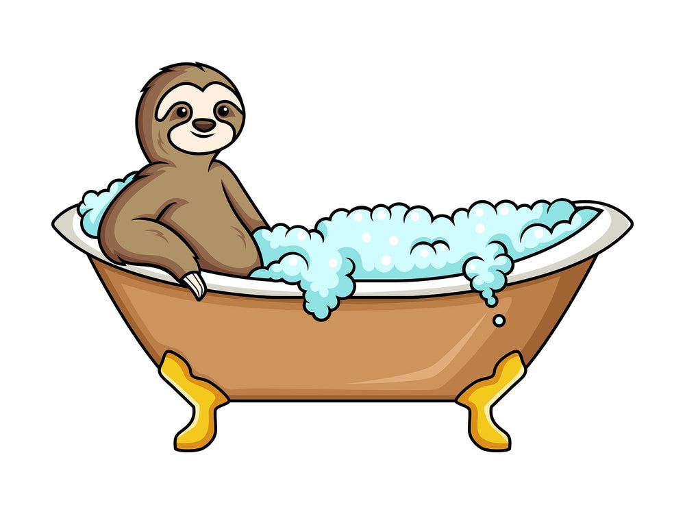Sloth having a bath. PNG - JPG and vector EPS (infinitely scalable).