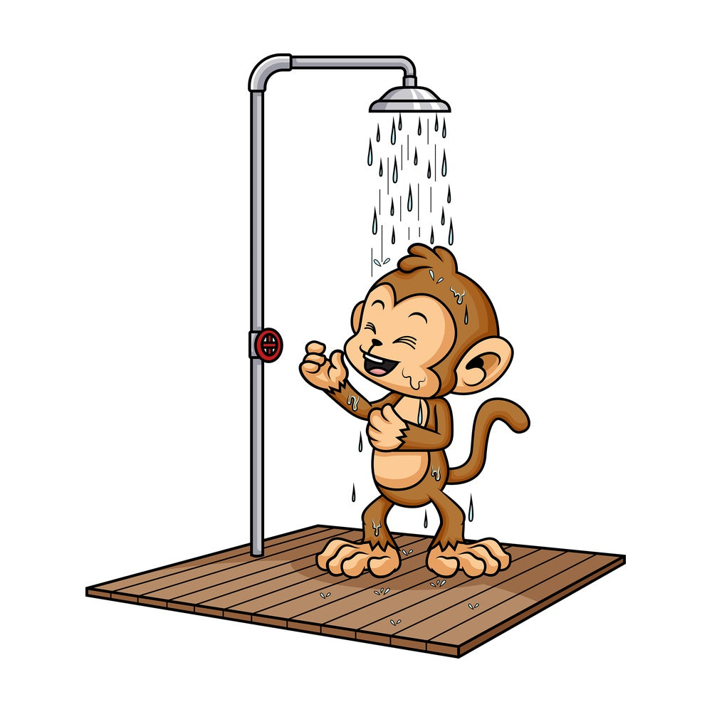 Monkey showering. PNG - JPG and vector EPS (infinitely scalable).