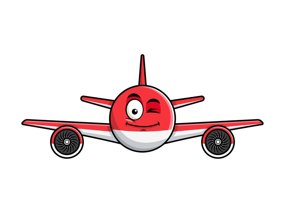 Winking airplane emoticon. PNG - JPG and vector EPS file formats (infinitely scalable). Image isolated on transparent background.