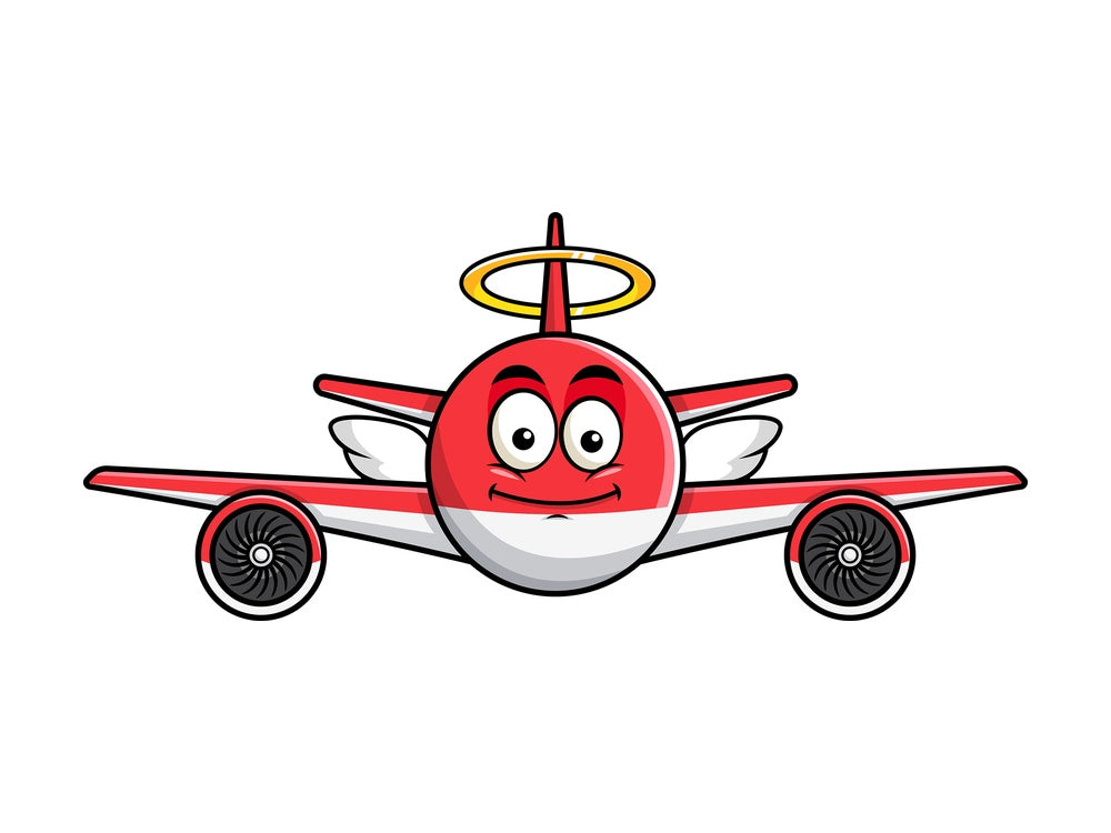 With wings and halo airplane emoticon. PNG - JPG and vector EPS file formats (infinitely scalable). Image isolated on transparent background.