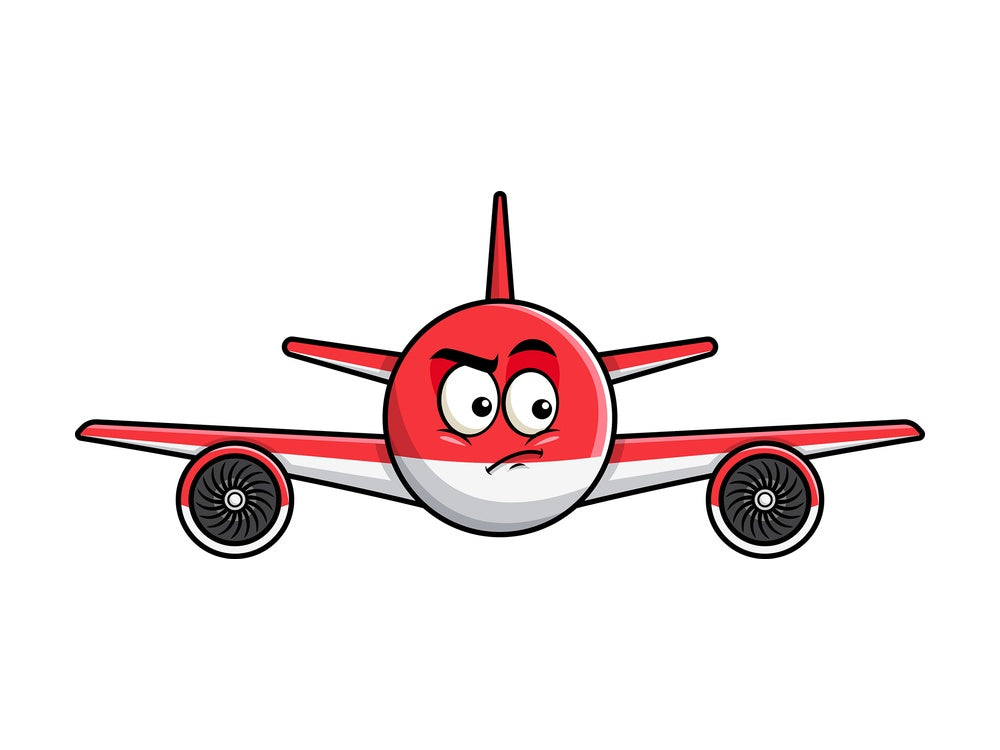 Irritated airplane emoticon. PNG - JPG and vector EPS file formats (infinitely scalable). Image isolated on transparent background.