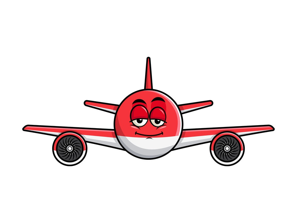 Sleepy airplane emoticon. PNG - JPG and vector EPS file formats (infinitely scalable). Image isolated on transparent background.
