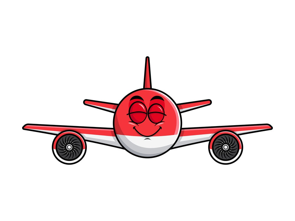 Delighted airplane emoticon. PNG - JPG and vector EPS file formats (infinitely scalable). Image isolated on transparent background.