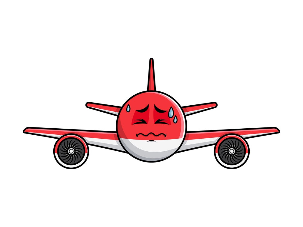 In Pain Airplane Emoticon. PNG - JPG and vector EPS file formats (infinitely scalable). Image isolated on transparent background.