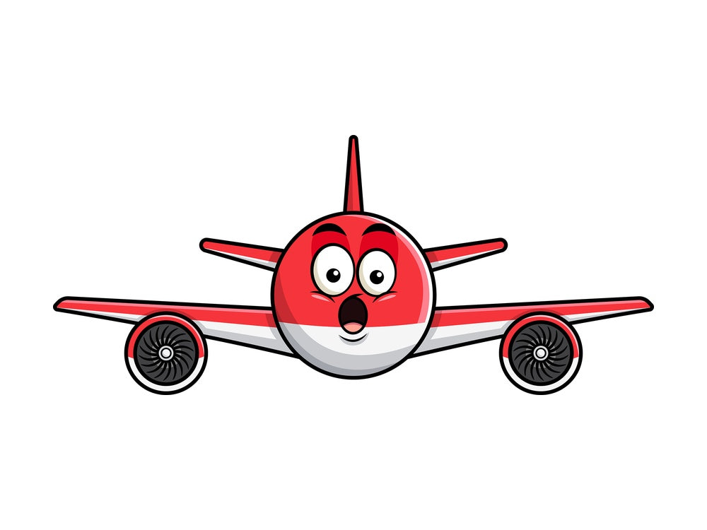 Surprised airplane emoticon. PNG - JPG and vector EPS file formats (infinitely scalable). Image isolated on transparent background.