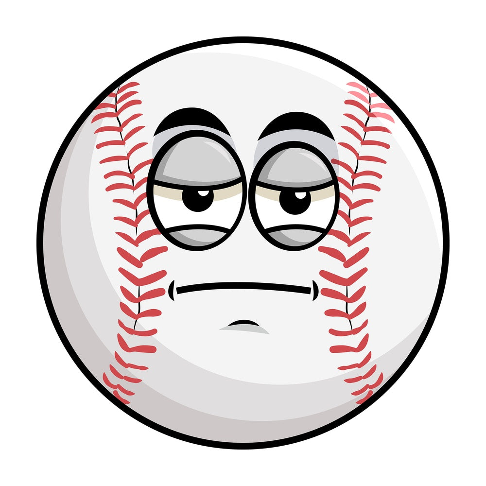 Heavy eyes baseball emoticon. PNG - JPG and vector EPS file formats (infinitely scalable). Image isolated on transparent background.