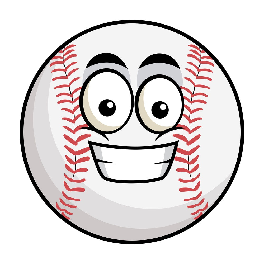 Grinning baseball emoticon. PNG - JPG and vector EPS file formats (infinitely scalable). Image isolated on transparent background.