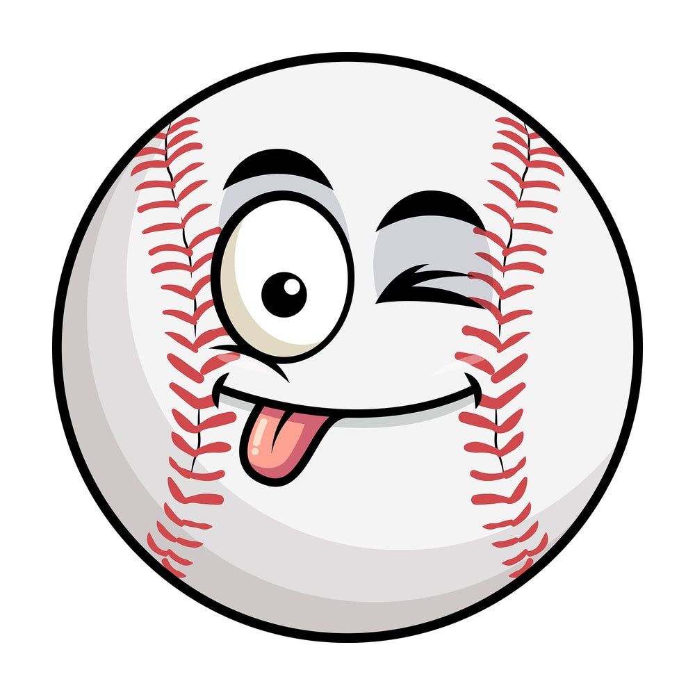 Winking tongue out baseball emoticon. PNG - JPG and vector EPS file formats (infinitely scalable). Image isolated on transparent background.