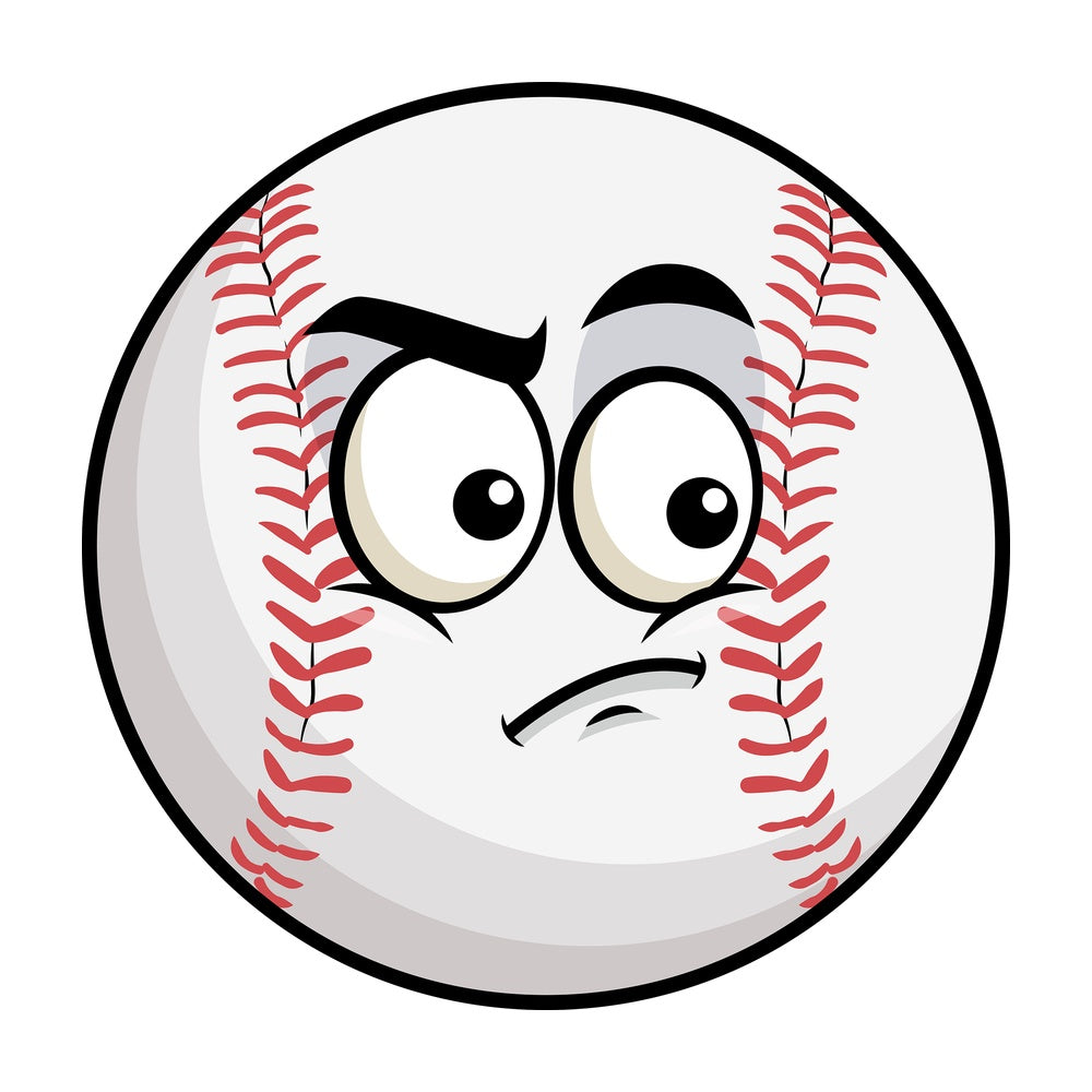 Irritated baseball emoticon. PNG - JPG and vector EPS file formats (infinitely scalable). Image isolated on transparent background.