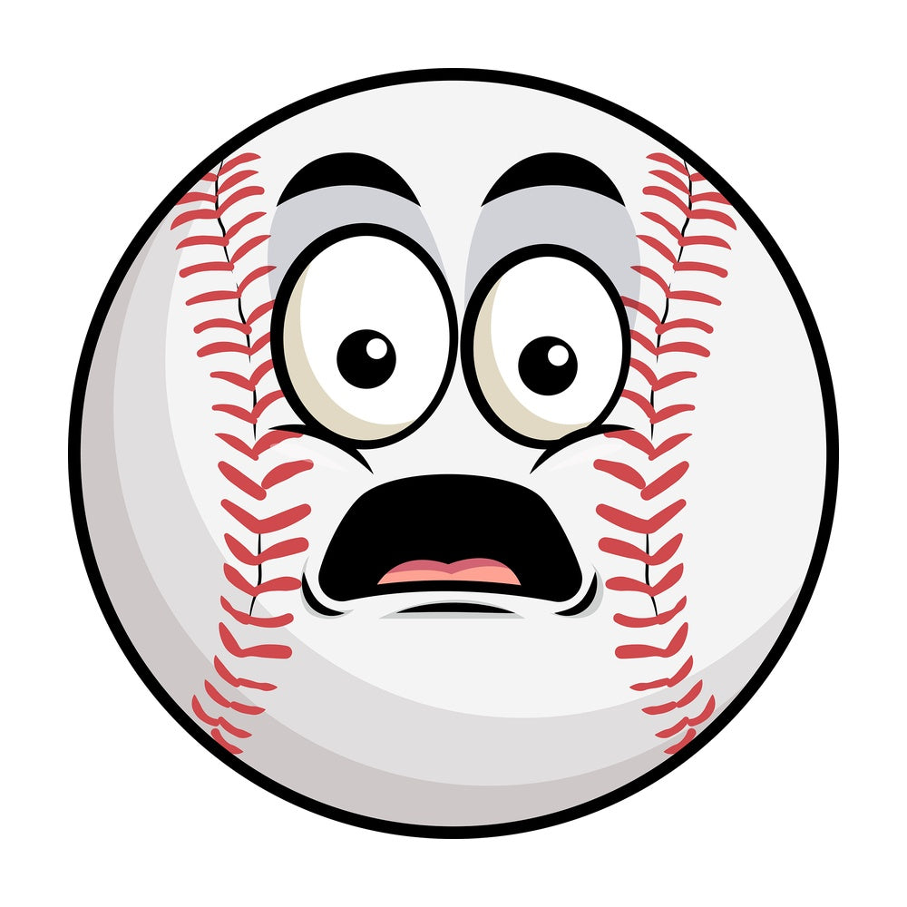 Shocked baseball emoticon. PNG - JPG and vector EPS file formats (infinitely scalable). Image isolated on transparent background.