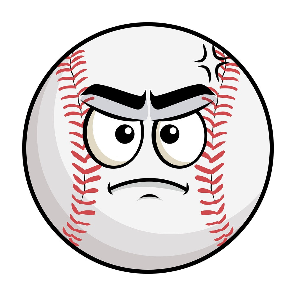 Annoyed baseball emoticon. PNG - JPG and vector EPS file formats (infinitely scalable). Image isolated on transparent background.