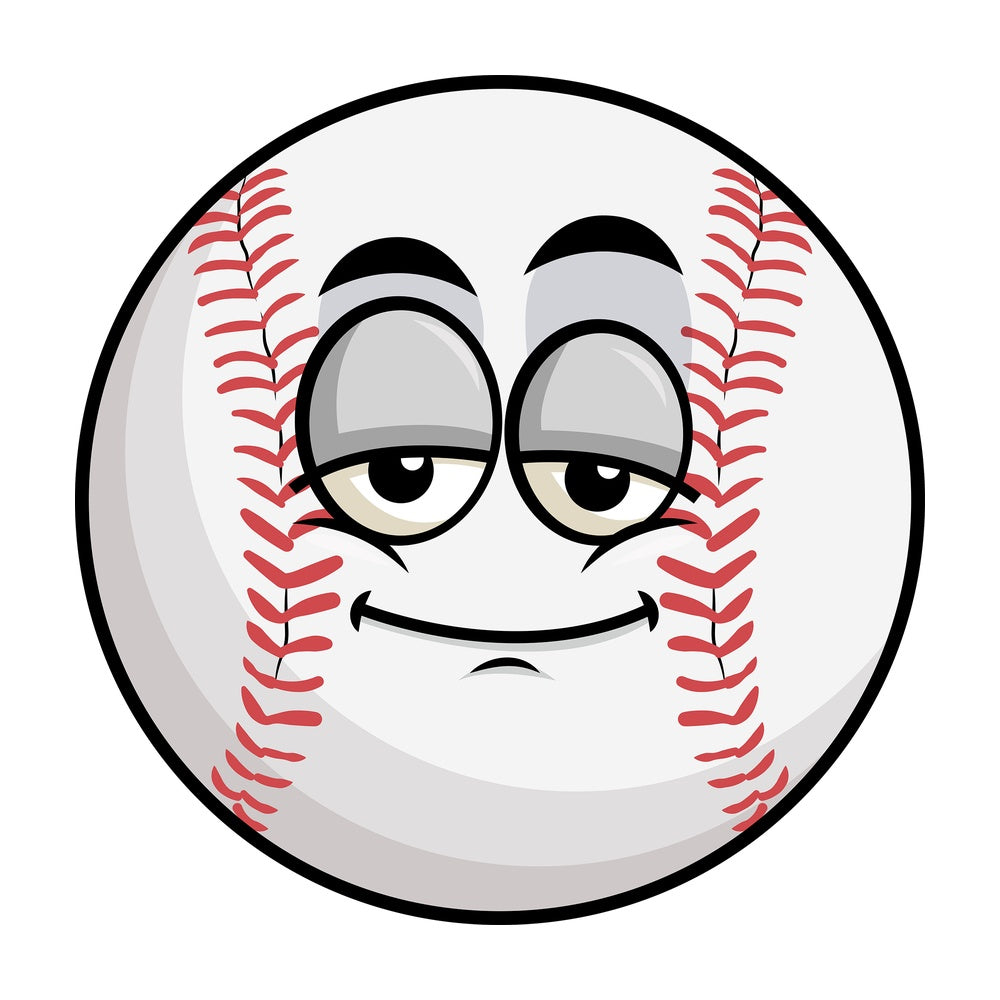 Sleepy baseball emoticon. PNG - JPG and vector EPS file formats (infinitely scalable). Image isolated on transparent background.