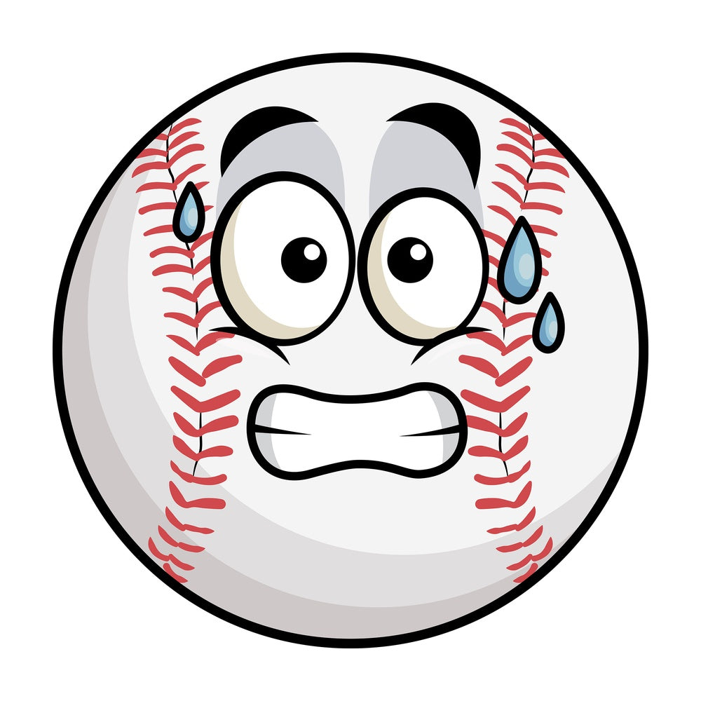 Sweating baseball emoticon. PNG - JPG and vector EPS file formats (infinitely scalable). Image isolated on transparent background.