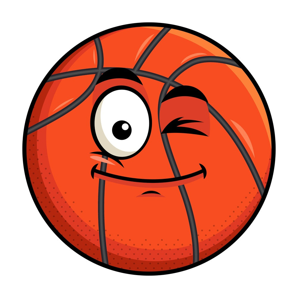Winking basketball emoticon. PNG - JPG and vector EPS file formats (infinitely scalable). Image isolated on transparent background.