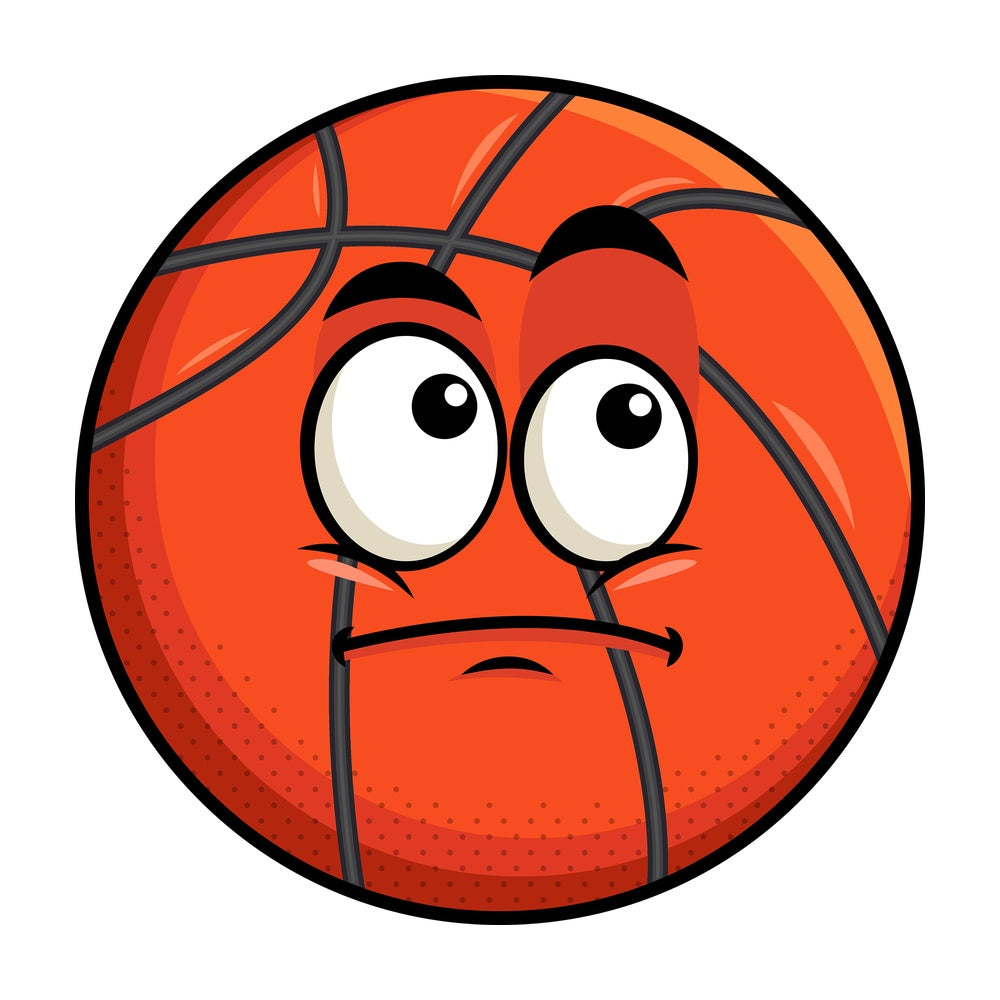 Wondering basketball emoticon. PNG - JPG and vector EPS file formats (infinitely scalable). Image isolated on transparent background.