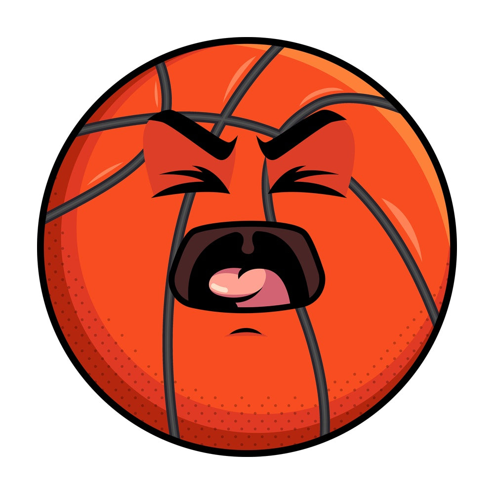 Yelling basketball emoticon. PNG - JPG and vector EPS file formats (infinitely scalable). Image isolated on transparent background.