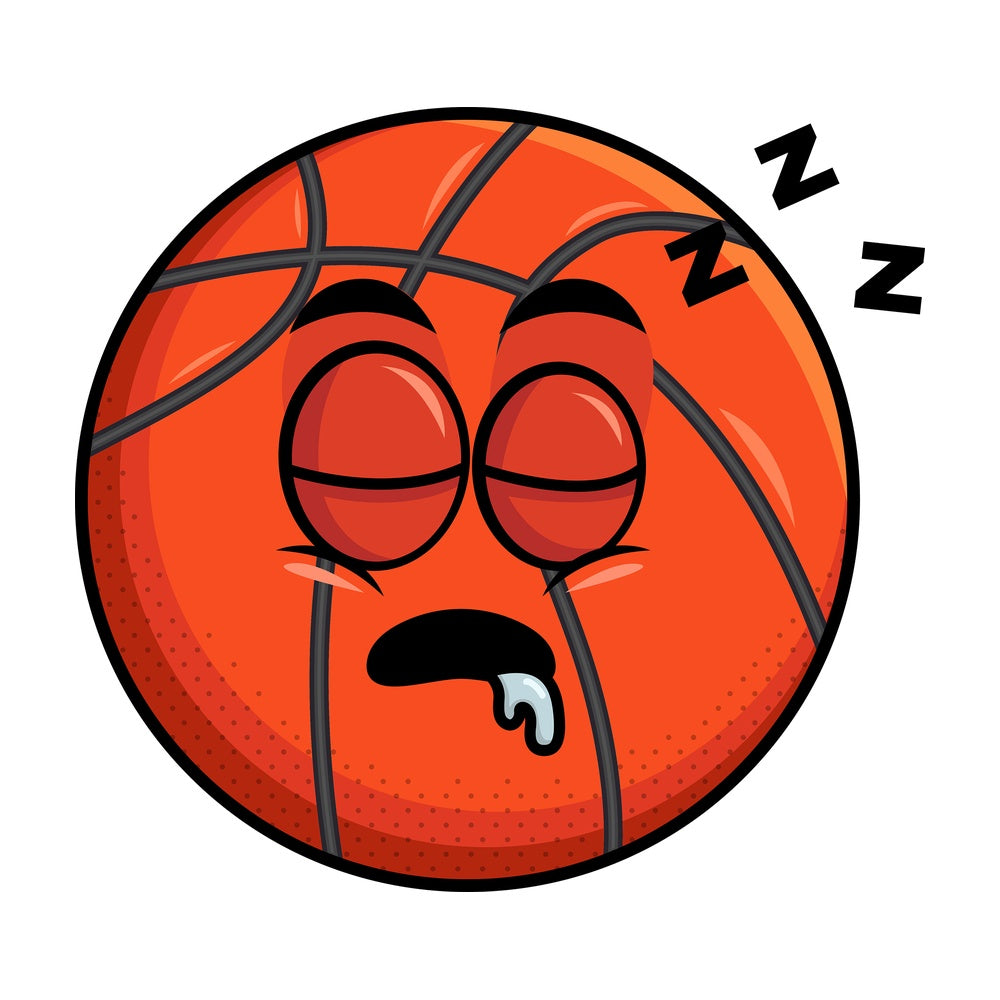 Sleeping basketball emoticon. PNG - JPG and vector EPS file formats (infinitely scalable). Image isolated on transparent background.