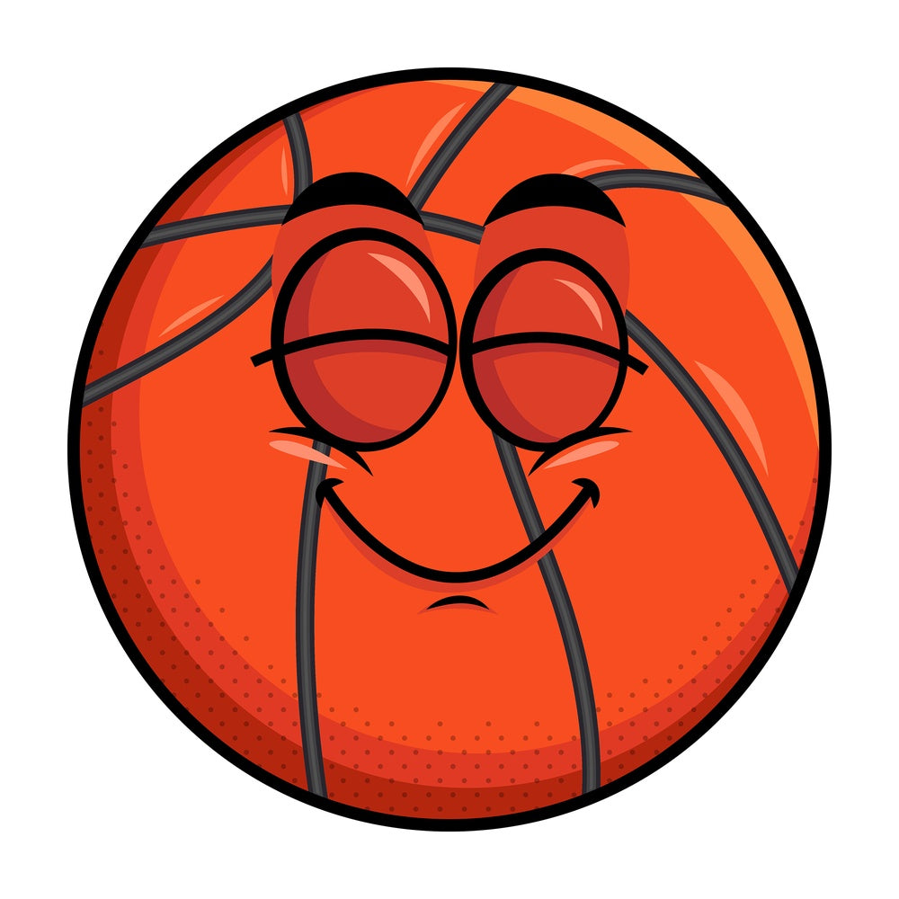 Delighted basketball emoticon. PNG - JPG and vector EPS file formats (infinitely scalable). Image isolated on transparent background.