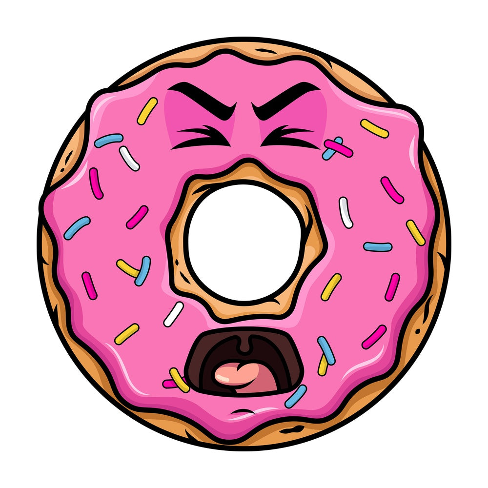 Yelling donut emoticon. PNG - JPG and vector EPS file formats (infinitely scalable). Image isolated on transparent background.