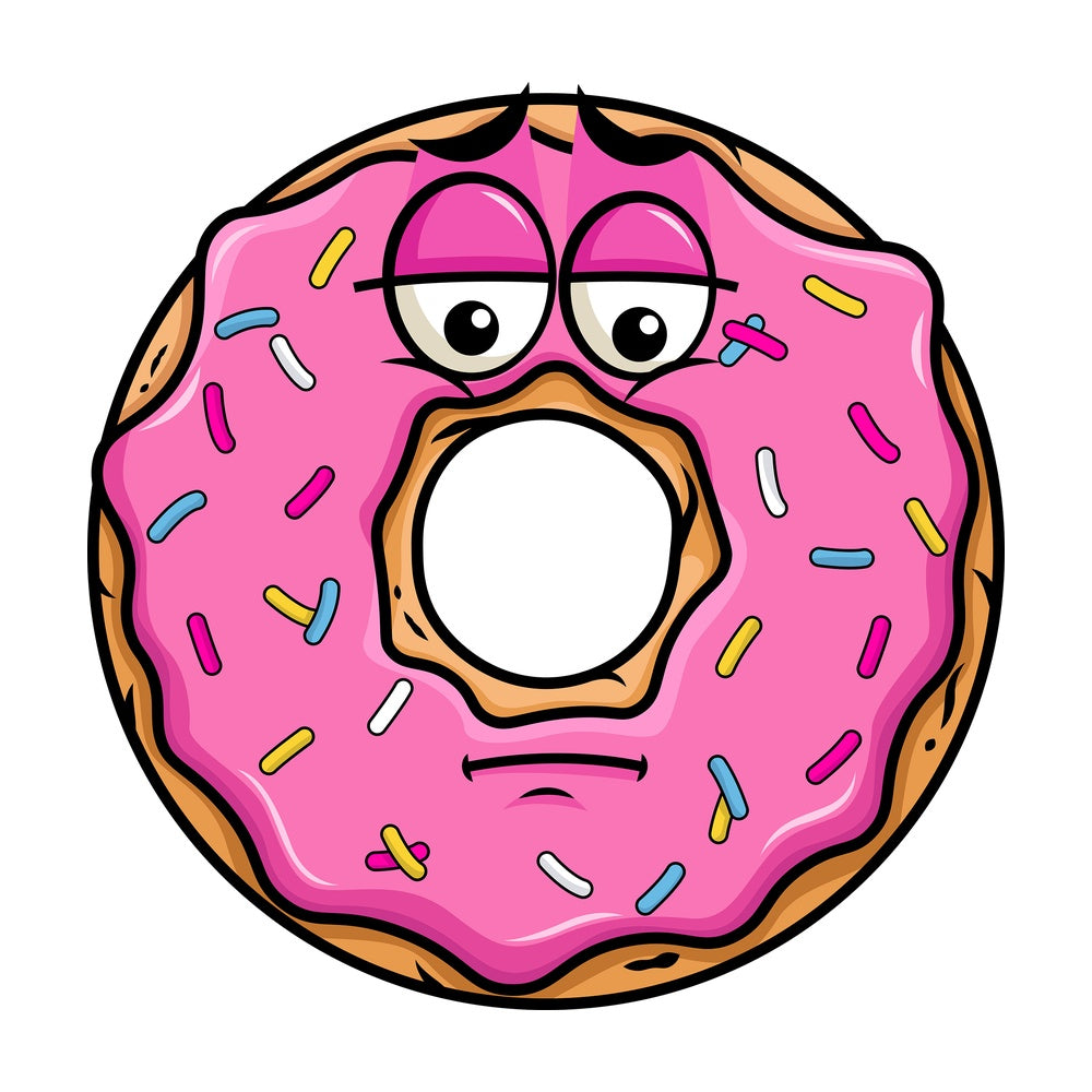 Depressed donut emoticon. PNG - JPG and vector EPS file formats (infinitely scalable). Image isolated on transparent background.