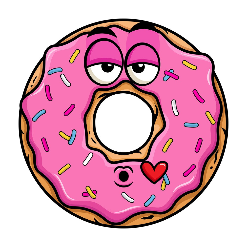 Donut blowing a kiss emoticon. PNG - JPG and vector EPS file formats (infinitely scalable). Image isolated on transparent background.