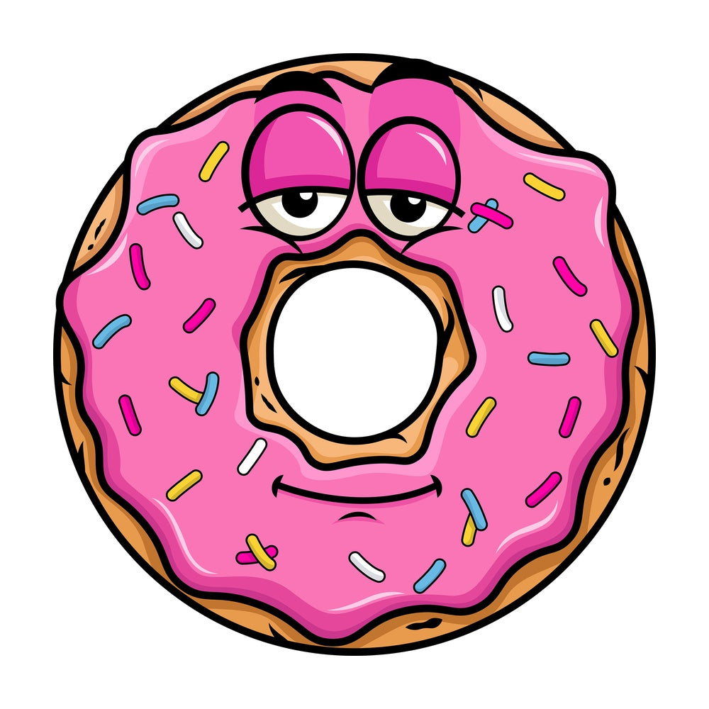 Sleepy donut emoticon. PNG - JPG and vector EPS file formats (infinitely scalable). Image isolated on transparent background.