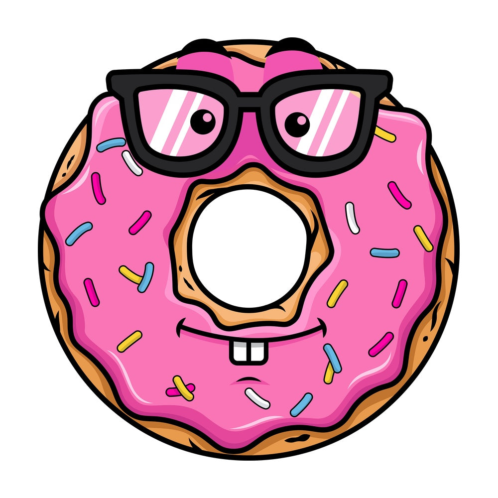 Nerdy donut emoticon. PNG - JPG and vector EPS file formats (infinitely scalable). Image isolated on transparent background.