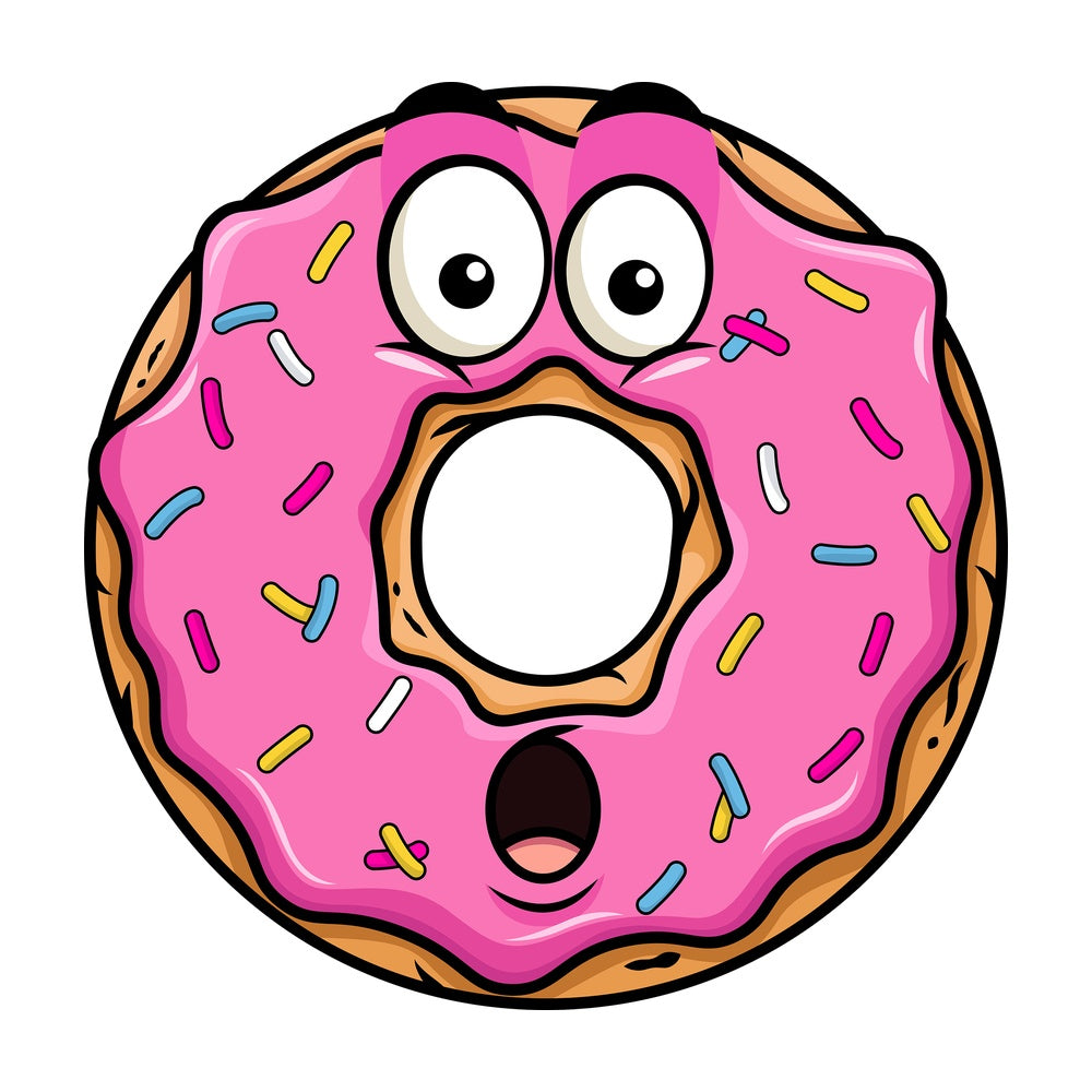 Surprised donut emoticon. PNG - JPG and vector EPS file formats (infinitely scalable). Image isolated on transparent background.
