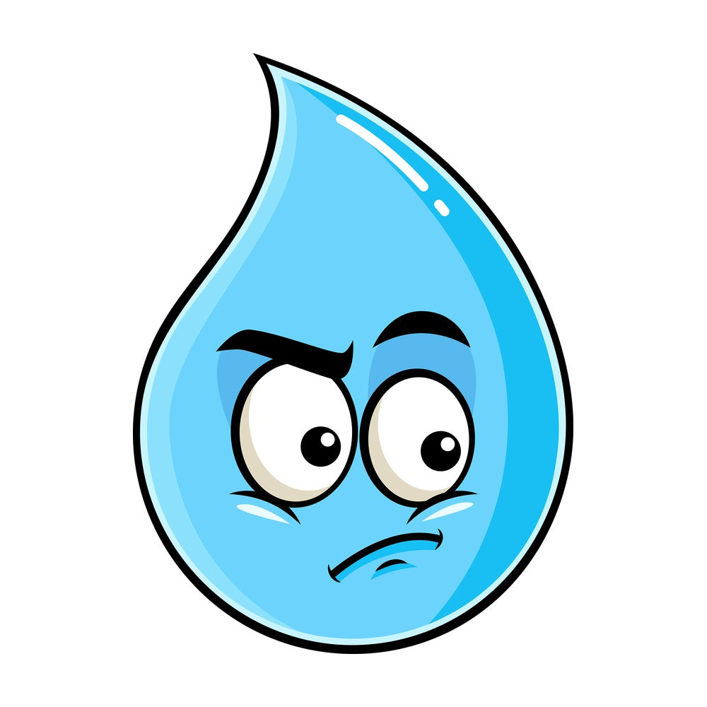 Irritated raindrop emoticon. PNG - JPG and vector EPS file formats (infinitely scalable). Image isolated on transparent background.