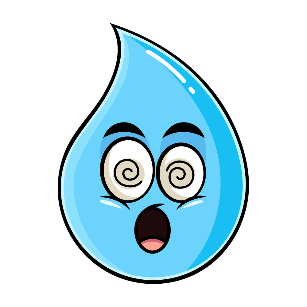 Stunned raindrop emoticon. PNG - JPG and vector EPS file formats (infinitely scalable). Image isolated on transparent background.