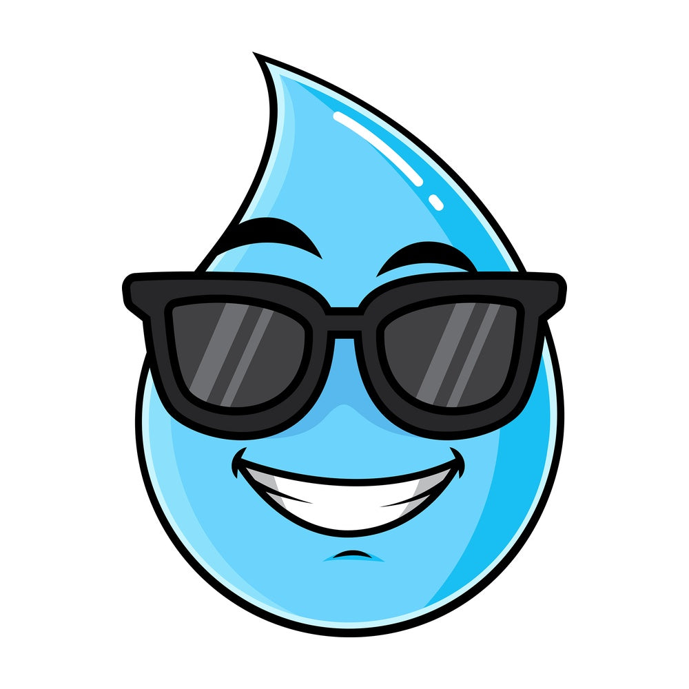 Cool raindrop wearing sunglasses emoticon. PNG - JPG and vector EPS file formats (infinitely scalable). Image isolated on transparent background.