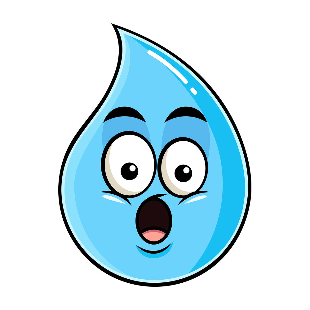 Surprised raindrop emoticon. PNG - JPG and vector EPS file formats (infinitely scalable). Image isolated on transparent background.