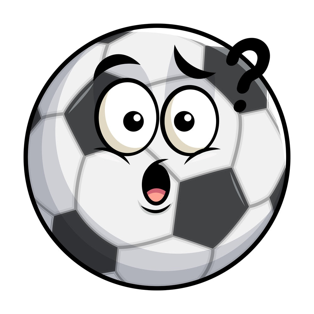 Confused soccer ball emoticon. PNG - JPG and vector EPS file formats (infinitely scalable). Image isolated on transparent background.