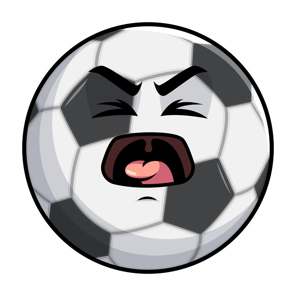 Yelling soccer ball emoticon. PNG - JPG and vector EPS file formats (infinitely scalable). Image isolated on transparent background.