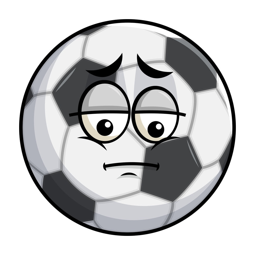 Depressed soccer ball emoticon. PNG - JPG and vector EPS file formats (infinitely scalable). Image isolated on transparent background.
